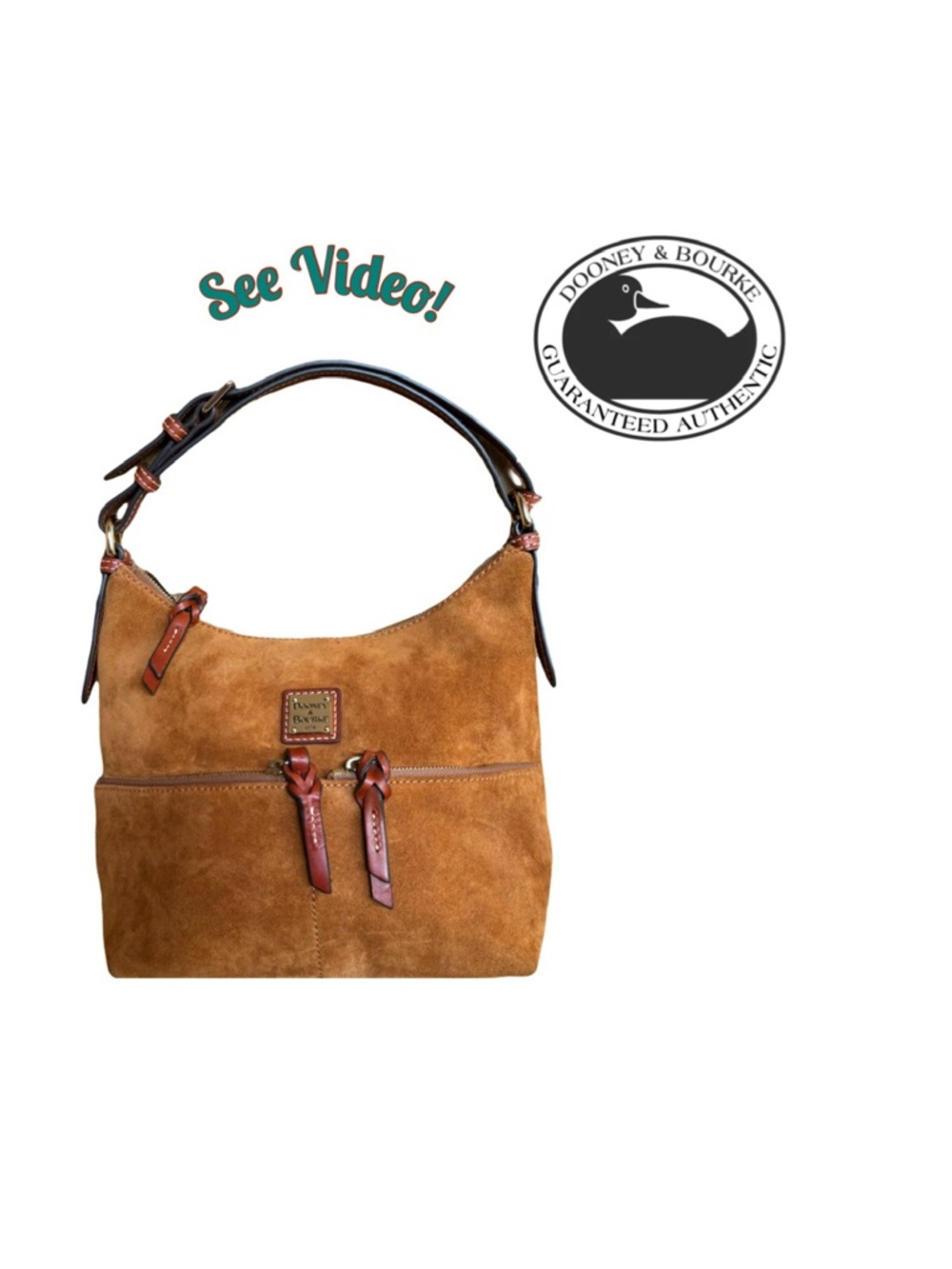 🧸 Dooney & Bourke Suede Dillen Double Pocket Hobo Bag in Amber 🧸